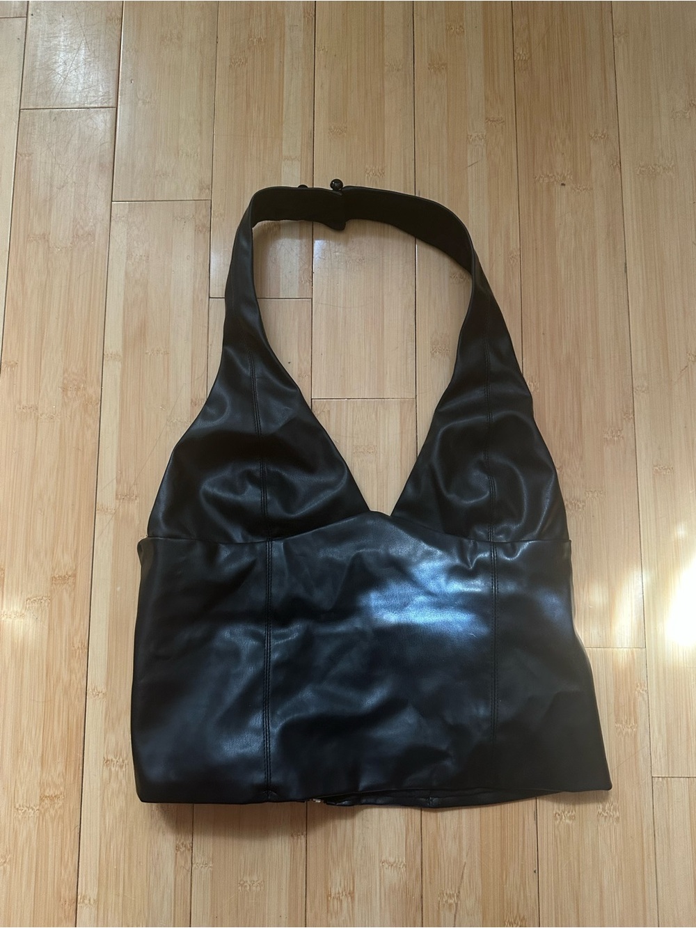 Black Faux Leather Halter top